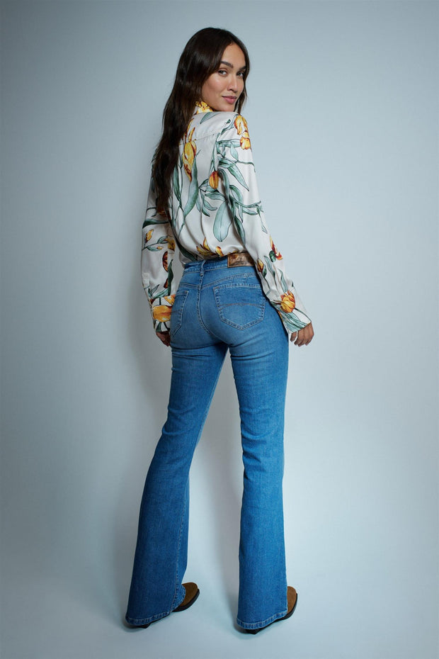 Blå Wonder Puch Up Flare Jeans