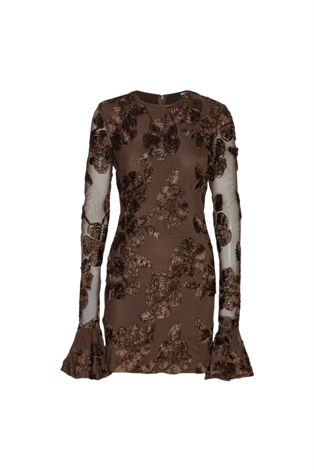 Brun Flower Mesh Mini Dress - Stilshoppen