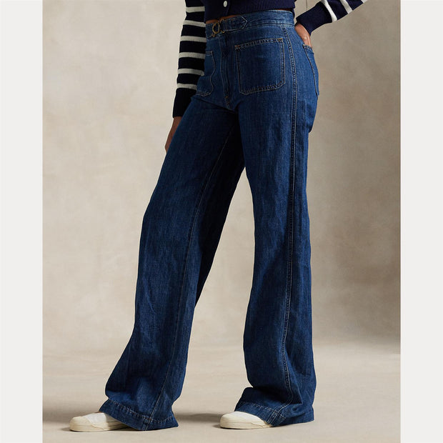 Blå Wide Leg Flare Jeans