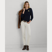 Navy Button Cable Knit Sweater - Stilshoppen