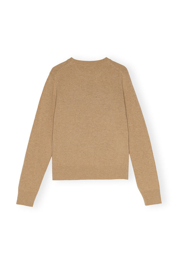 Beige Grapic Wool Mix Cherry Crewneck - Stilshoppen