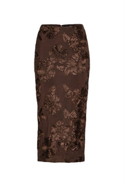 Brun Flower Mesh Pencil Skirt - Stilshoppen