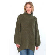 Grønn Fam Patch Long Sweater - Stilshoppen