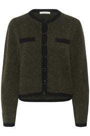 Oliven/Black GZalpha ls contrast cardigan - Stilshoppen