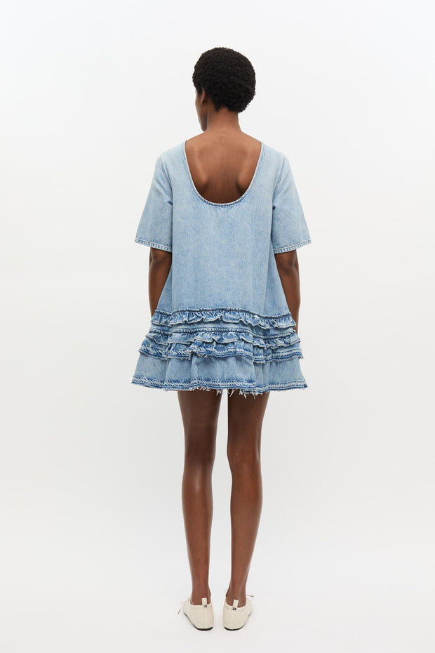 Soft Rigid Open Back Mini Dress