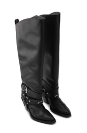 Sorte High Shaft Embroideres Western Boot - Stilshoppen