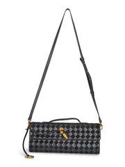 Sort Woven Leather Clutch