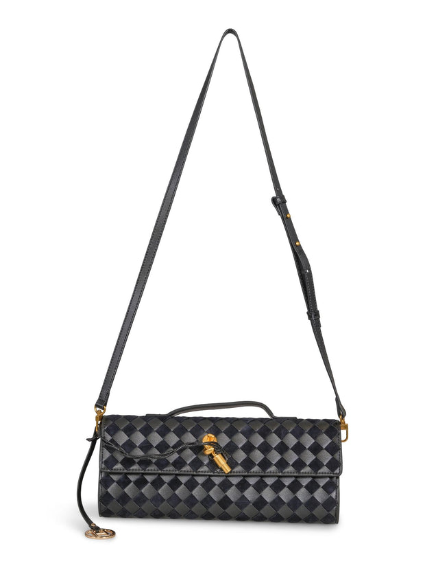 Sort Woven Leather Clutch