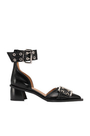 Sort Feminine Buckle Open Cut Pump - Stilshoppen