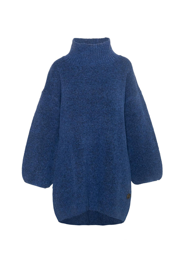 Navy Fam Patch Long Sweater - Stilshoppen