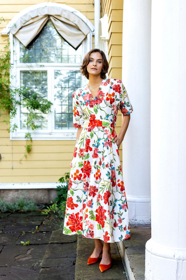 Flower V-neck dress - Stilshoppen
