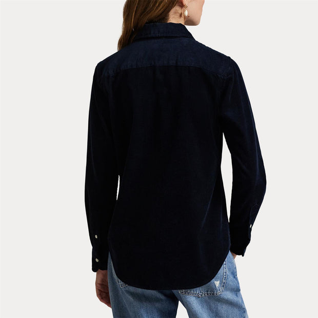 Navy Slim Fit Corduroy Shirt - Stilshoppen