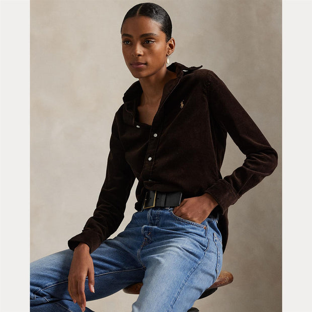 Brun Slim Fit Corduroy Shirt - Stilshoppen