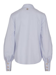 Lyseblå Button Stretch Blouse - Stilshoppen