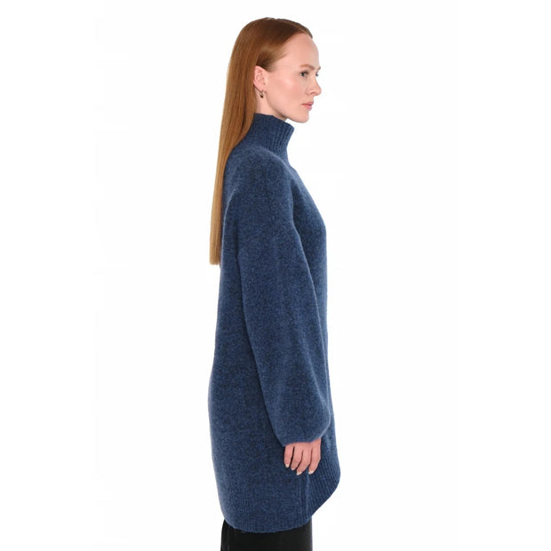 Navy Fam Patch Long Sweater - Stilshoppen