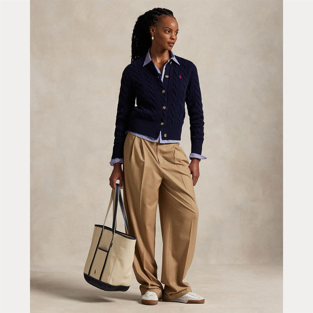 Navy Cabel Knit Cardigan - Stilshoppen