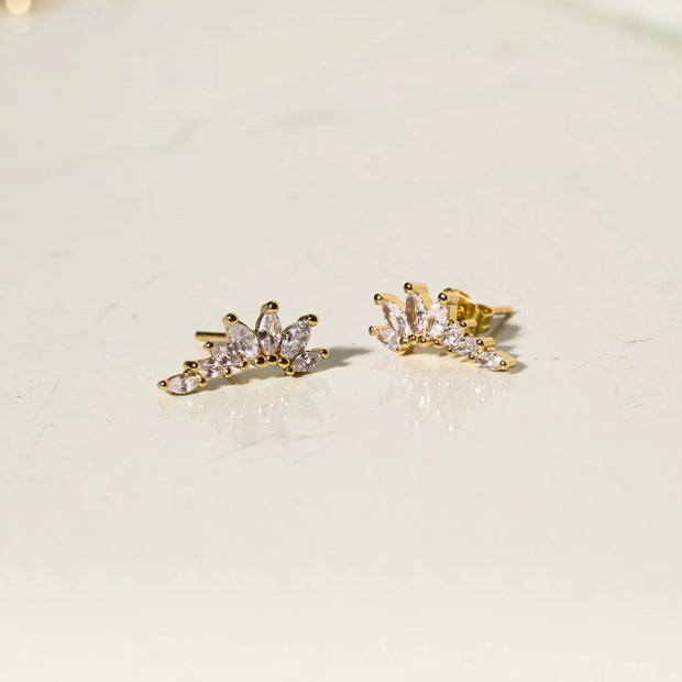 Zubi Crystal Leaf Ear Climber Earrings