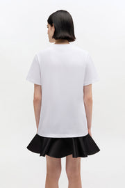 Hvit Basic Cotton Jersey Boots Print T-shirt - Stilshoppen