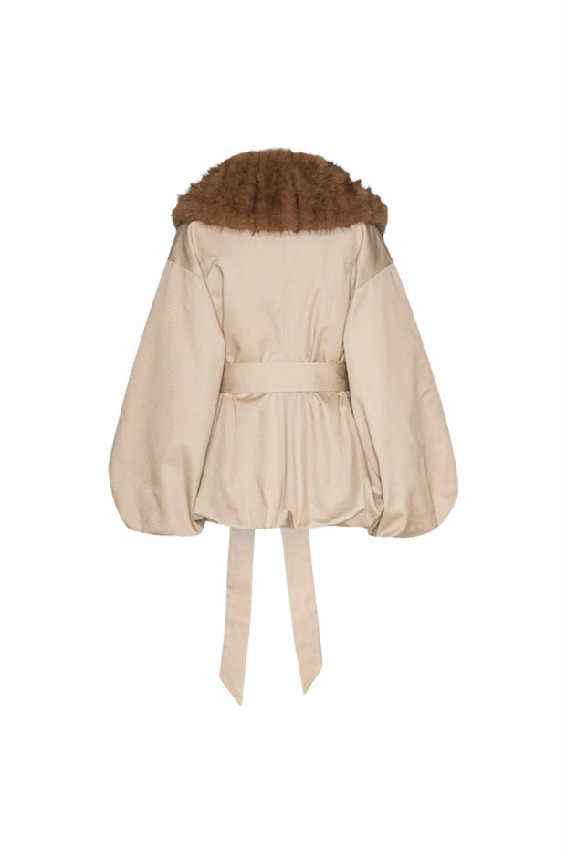 Creme Faux Fur Collar Jacket