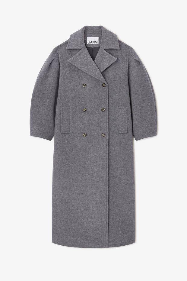 Grå Peacoat Wool Long Coat - Stilshoppen