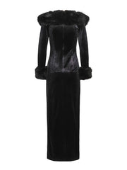 Sort Long Velvet Dress - Stilshoppen