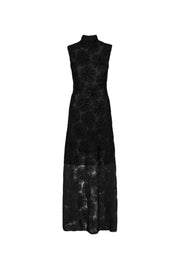Sort Flower Mesh Maxi Dress - Stilshoppen