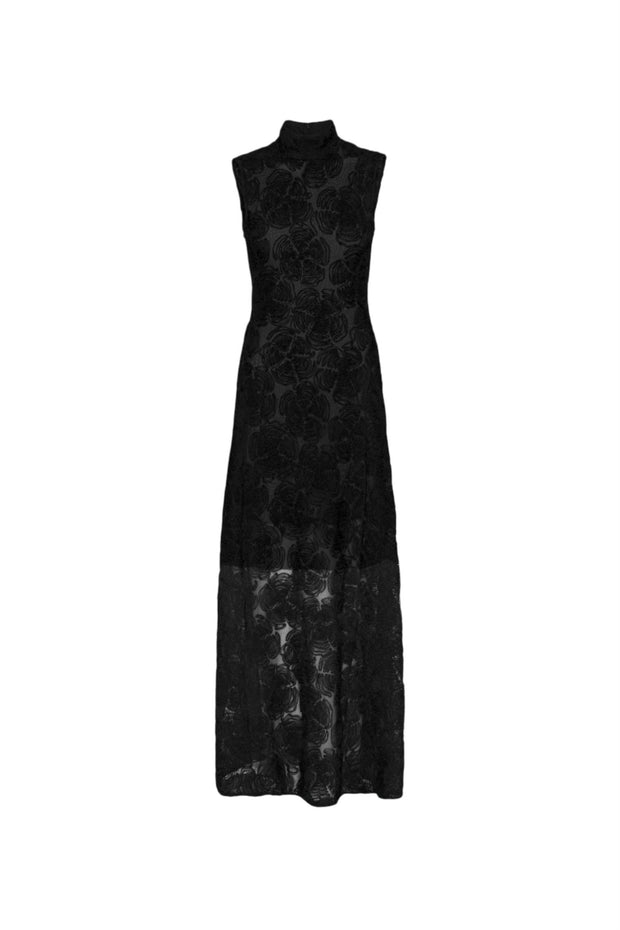 Sort Flower Mesh Maxi Dress - Stilshoppen