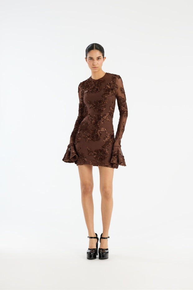 Brun Flower Mesh Mini Dress - Stilshoppen