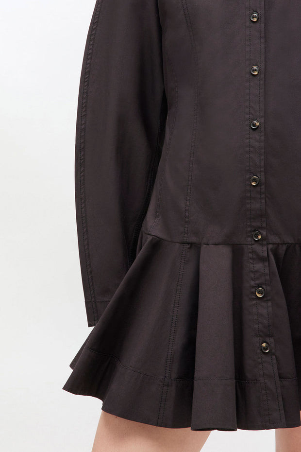 Sort Buttoned Mini Dress - Stilshoppen