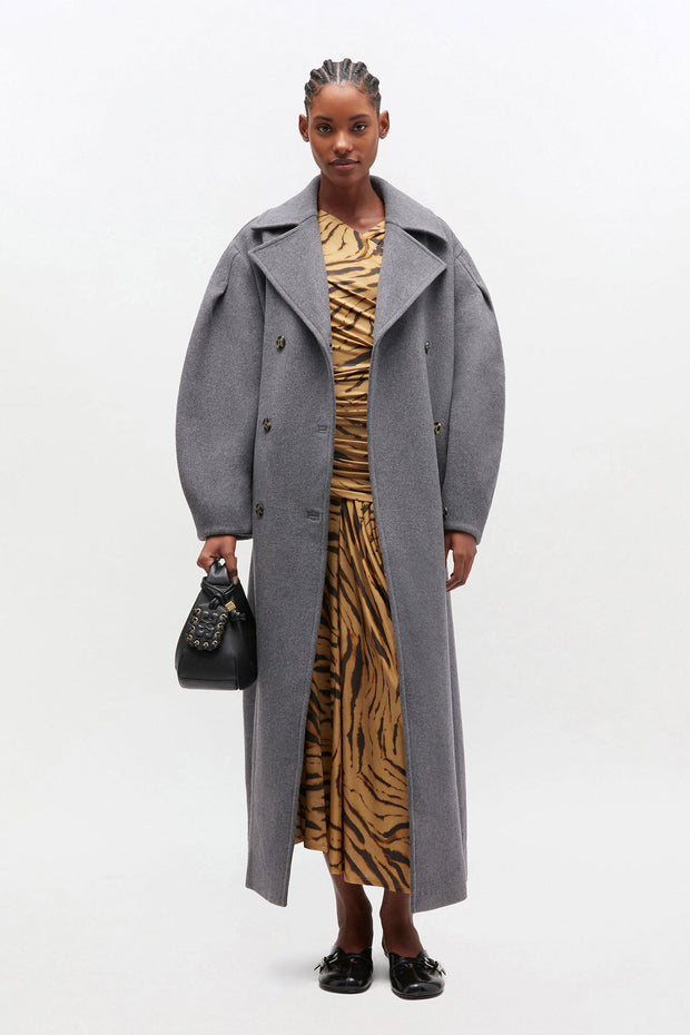 Grå Peacoat Wool Long Coat - Stilshoppen