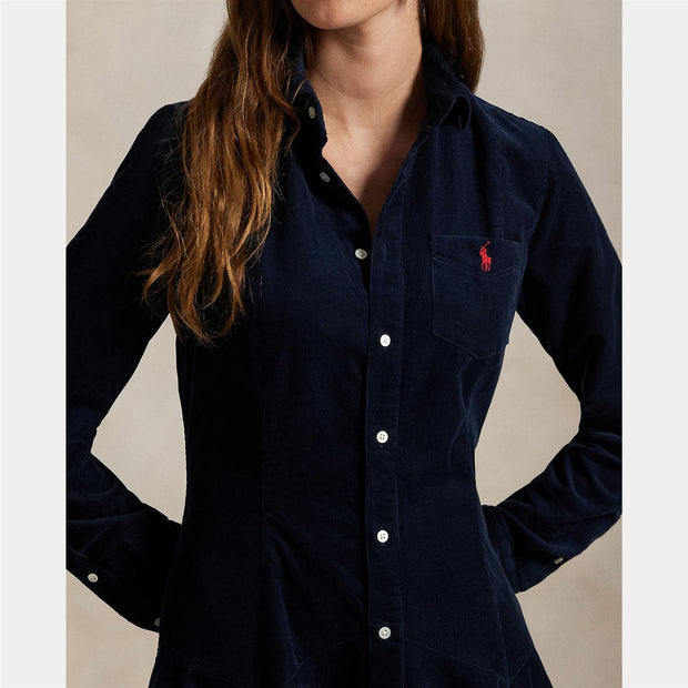 Navy Corduroy A-line Dress