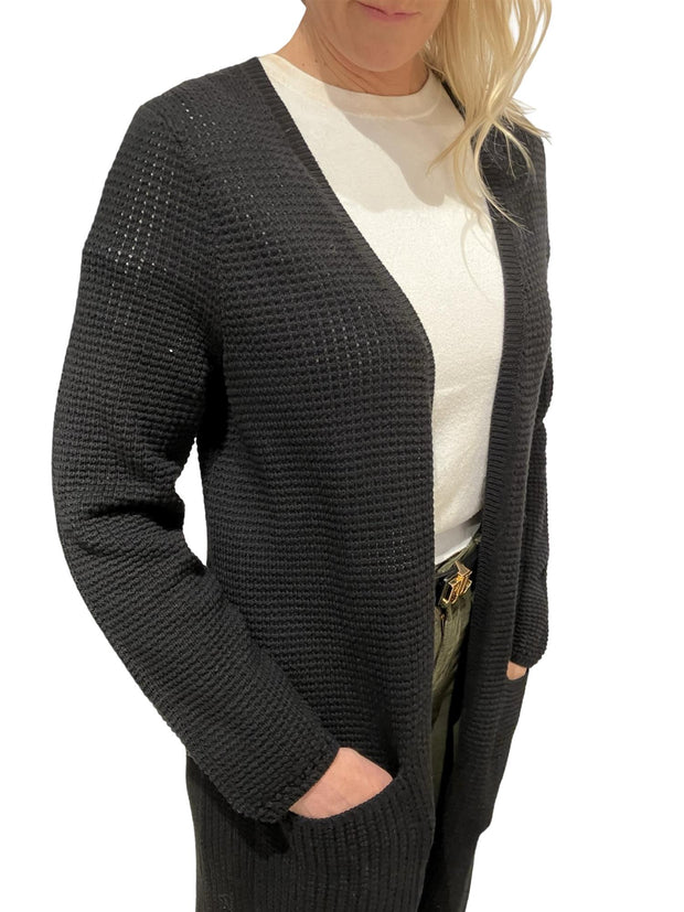 Black Gilet long cardigan - Stilshoppen