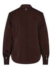 Mørk Brun Classic V-Neck Blouse - Stilshoppen