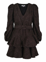 Black Tweed Wavy Dress