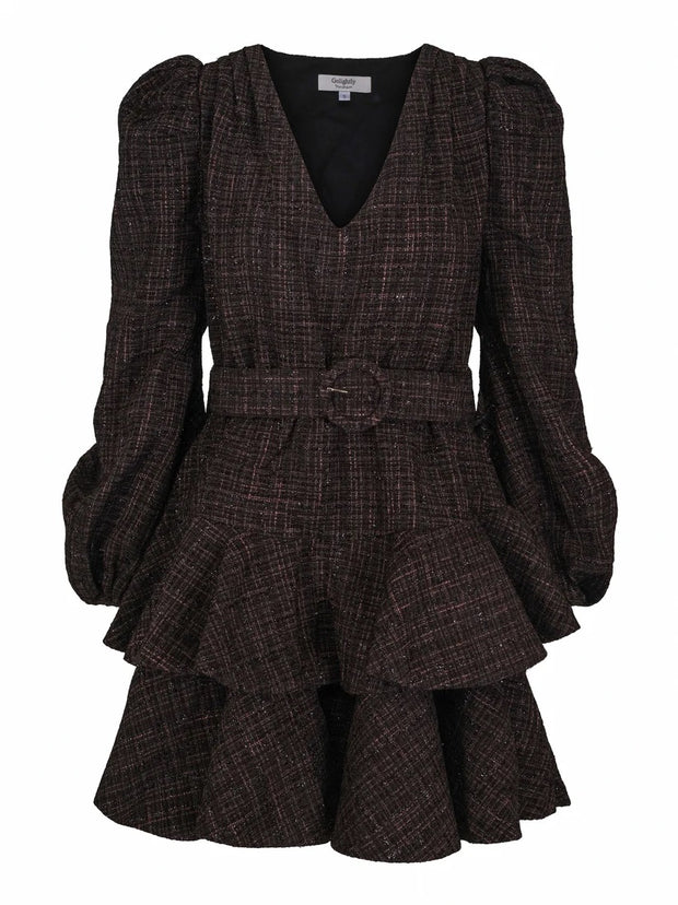 Black Tweed Wavy Dress