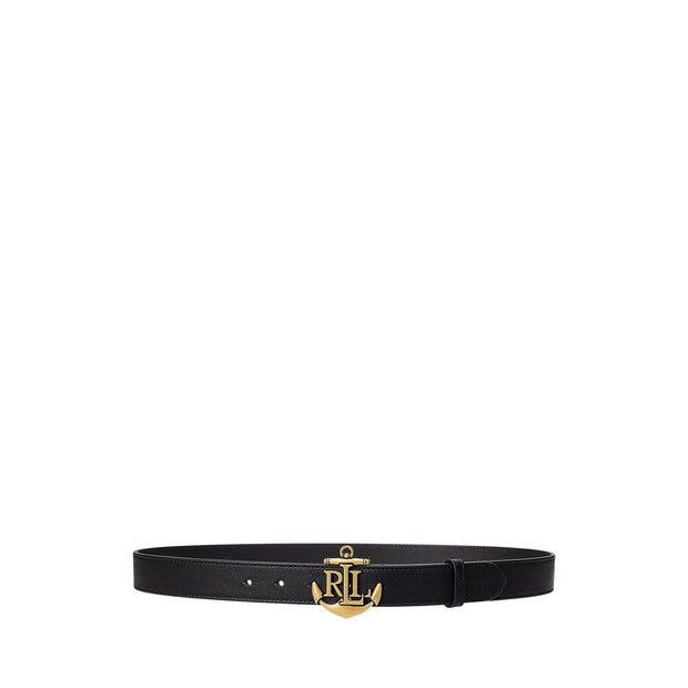Sort Anchor Logo Leather Belt - Stilshoppen