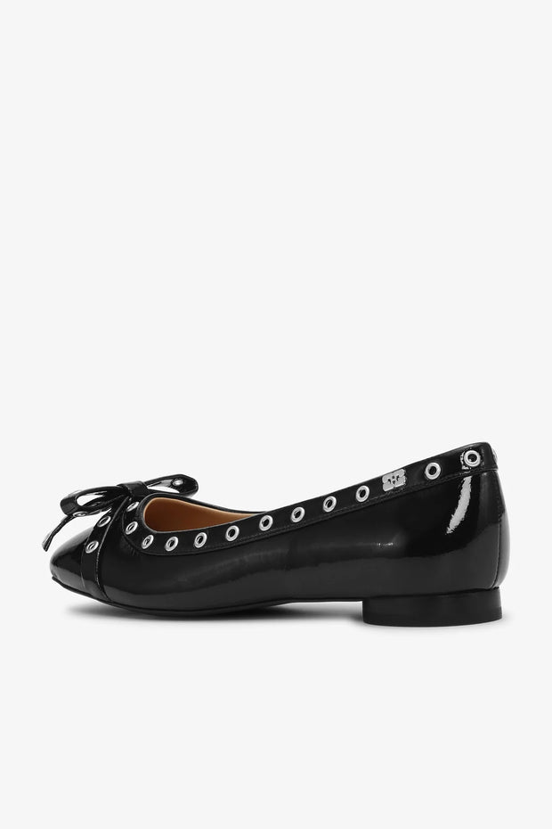 Sorte Eyelets Bow Ballerina Neplack