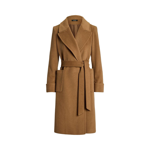 Camel Double Faced Wool BlendWrap Coat - Stilshoppen