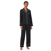 Black Notch collar long pant pj set