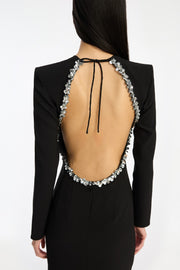Sort Crepe Open Back Dress - Stilshoppen