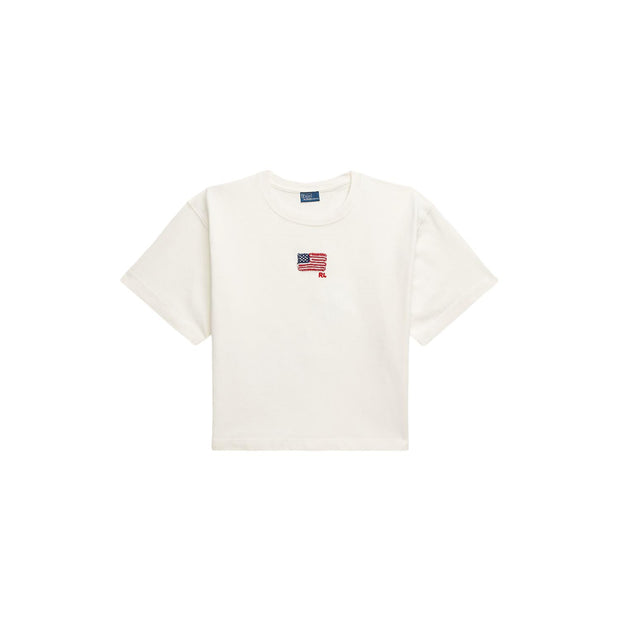 Flag cotton jersey cropped tee