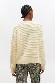 Hvit Cotton Wool Stripe Sweater