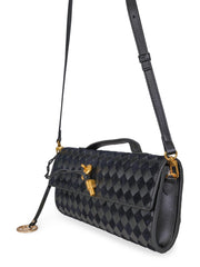 Sort Woven Leather Clutch