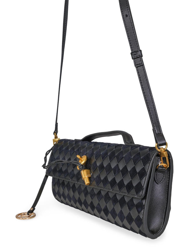 Sort Woven Leather Clutch