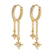 Winny Crustal Stars on Chain Hoop Earrings