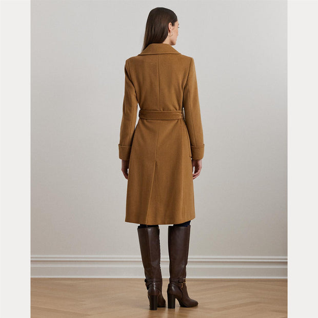 Camel Double Faced Wool BlendWrap Coat - Stilshoppen