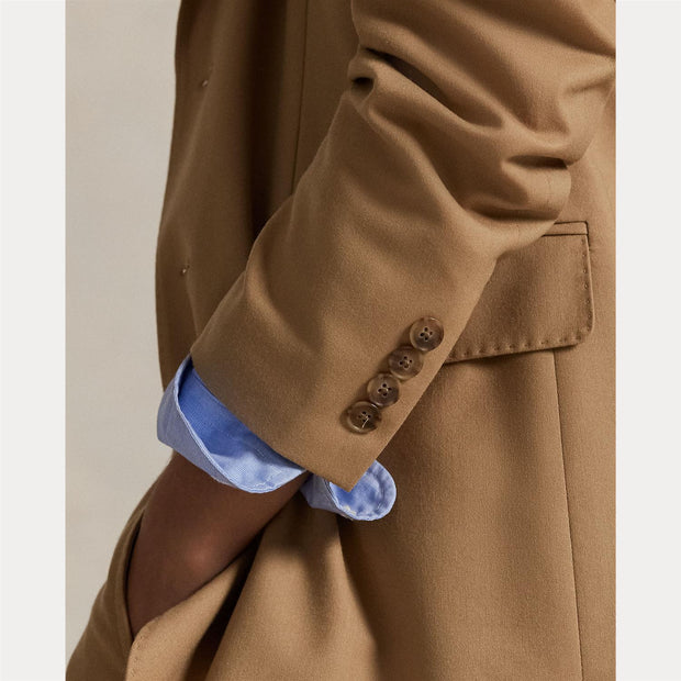 Camel Stretch Wool Two-Button Blazer