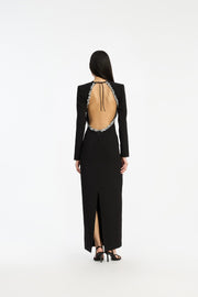 Sort Crepe Open Back Dress - Stilshoppen
