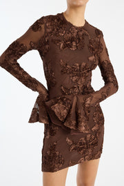 Brun Flower Mesh Mini Dress - Stilshoppen