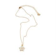 Gene White Enamel Flower Dangling Necklace